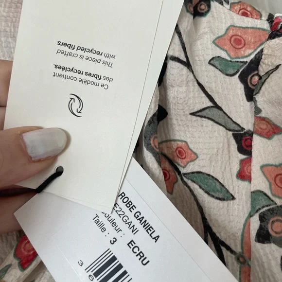 BA&SH Ganiela Mixed-Print Floral Button-front Mini Dress - Picture 11 of 12